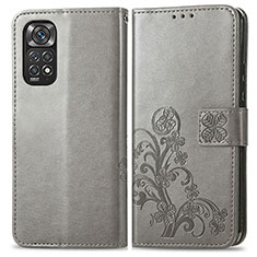 Handytasche Stand Schutzhülle Flip Leder Hülle Blumen für Xiaomi Redmi Note 11 Pro 4G Grau