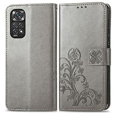 Handytasche Stand Schutzhülle Flip Leder Hülle Blumen für Xiaomi Redmi Note 11 Pro 5G Grau