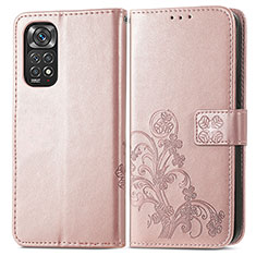Handytasche Stand Schutzhülle Flip Leder Hülle Blumen für Xiaomi Redmi Note 11 Pro 5G Rosa