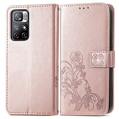 Handytasche Stand Schutzhülle Flip Leder Hülle Blumen für Xiaomi Redmi Note 11S 5G Rosa