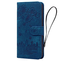 Handytasche Stand Schutzhülle Flip Leder Hülle Blumen HF1 für Huawei Honor 90 Lite 5G Blau