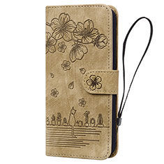 Handytasche Stand Schutzhülle Flip Leder Hülle Blumen HF1 für Huawei Honor 90 Lite 5G Braun