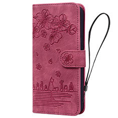 Handytasche Stand Schutzhülle Flip Leder Hülle Blumen HF2 für Huawei Honor X6a Rot