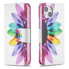 Handytasche Stand Schutzhülle Flip Leder Hülle Blumen L01 für Apple iPhone 14 Plus Bunt