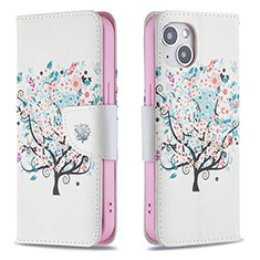 Handytasche Stand Schutzhülle Flip Leder Hülle Blumen L01 für Apple iPhone 14 Plus Plusfarbig