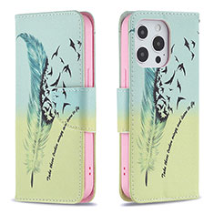 Handytasche Stand Schutzhülle Flip Leder Hülle Blumen L01 für Apple iPhone 14 Pro Gelb