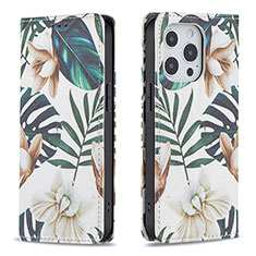Handytasche Stand Schutzhülle Flip Leder Hülle Blumen L01 für Apple iPhone 14 Pro Plusfarbig