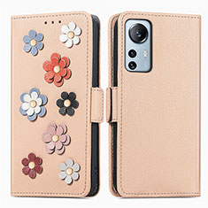 Handytasche Stand Schutzhülle Flip Leder Hülle Blumen L01 für Xiaomi Mi 12 5G Gold