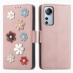 Handytasche Stand Schutzhülle Flip Leder Hülle Blumen L01 für Xiaomi Mi 12 Lite 5G Rosegold