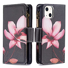 Handytasche Stand Schutzhülle Flip Leder Hülle Blumen L03 für Apple iPhone 13 Braun