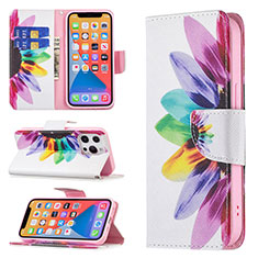 Handytasche Stand Schutzhülle Flip Leder Hülle Blumen L03 für Apple iPhone 13 Pro Max Rosa