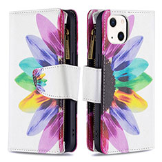 Handytasche Stand Schutzhülle Flip Leder Hülle Blumen L03 für Apple iPhone 14 Plus Rosa