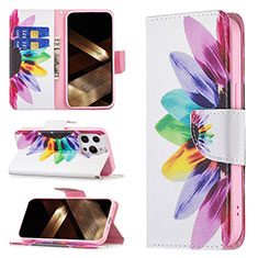 Handytasche Stand Schutzhülle Flip Leder Hülle Blumen L03 für Apple iPhone 14 Pro Max Rosa