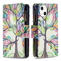 Handytasche Stand Schutzhülle Flip Leder Hülle Blumen L03 für Apple iPhone 15 Plusfarbig