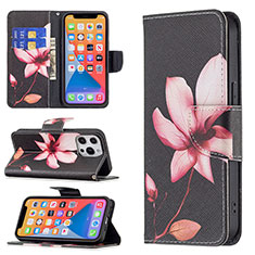 Handytasche Stand Schutzhülle Flip Leder Hülle Blumen L07 für Apple iPhone 13 Pro Braun