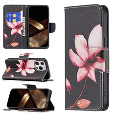 Handytasche Stand Schutzhülle Flip Leder Hülle Blumen L07 für Apple iPhone 14 Pro Max Braun