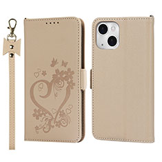 Handytasche Stand Schutzhülle Flip Leder Hülle Blumen L16 für Apple iPhone 13 Gold