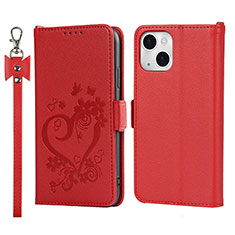 Handytasche Stand Schutzhülle Flip Leder Hülle Blumen L16 für Apple iPhone 13 Mini Rot