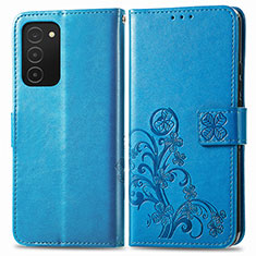 Handytasche Stand Schutzhülle Flip Leder Hülle Blumen S01D für Samsung Galaxy A03s Blau