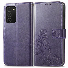 Handytasche Stand Schutzhülle Flip Leder Hülle Blumen S01D für Samsung Galaxy A03s Violett