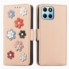 Handytasche Stand Schutzhülle Flip Leder Hülle Blumen S02D für Huawei Honor 70 Lite 5G Kahki