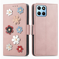 Handytasche Stand Schutzhülle Flip Leder Hülle Blumen S02D für Huawei Honor 70 Lite 5G Rosegold