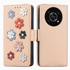 Handytasche Stand Schutzhülle Flip Leder Hülle Blumen S02D für Huawei Honor Magic4 Lite 5G Kahki