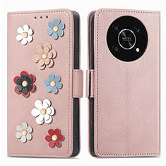 Handytasche Stand Schutzhülle Flip Leder Hülle Blumen S02D für Huawei Honor Magic4 Lite 5G Rosegold