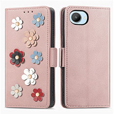 Handytasche Stand Schutzhülle Flip Leder Hülle Blumen S02D für Realme C30 Rosegold