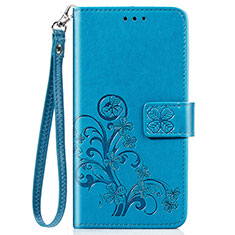 Handytasche Stand Schutzhülle Flip Leder Hülle Blumen S02D für Samsung Galaxy A20 Blau