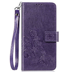 Handytasche Stand Schutzhülle Flip Leder Hülle Blumen S02D für Samsung Galaxy A20 Violett