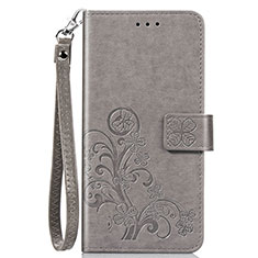 Handytasche Stand Schutzhülle Flip Leder Hülle Blumen S02D für Samsung Galaxy A30 Grau