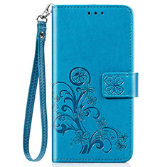 Handytasche Stand Schutzhülle Flip Leder Hülle Blumen S02D für Samsung Galaxy M10S Blau