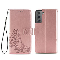 Handytasche Stand Schutzhülle Flip Leder Hülle Blumen S03D für Samsung Galaxy S21 5G Rosa