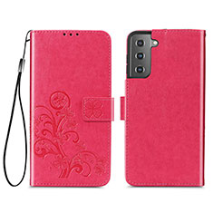 Handytasche Stand Schutzhülle Flip Leder Hülle Blumen S03D für Samsung Galaxy S21 5G Rot