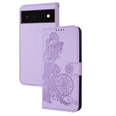 Handytasche Stand Schutzhülle Flip Leder Hülle Blumen Y01X für Google Pixel 6 5G Violett