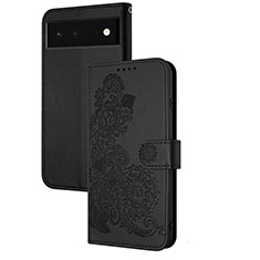 Handytasche Stand Schutzhülle Flip Leder Hülle Blumen Y01X für Google Pixel 6 Pro 5G Schwarz