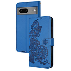 Handytasche Stand Schutzhülle Flip Leder Hülle Blumen Y01X für Google Pixel 7 5G Blau