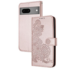 Handytasche Stand Schutzhülle Flip Leder Hülle Blumen Y01X für Google Pixel 7 5G Rosegold