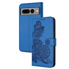 Handytasche Stand Schutzhülle Flip Leder Hülle Blumen Y01X für Google Pixel 7 Pro 5G Blau