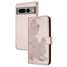 Handytasche Stand Schutzhülle Flip Leder Hülle Blumen Y01X für Google Pixel 7 Pro 5G Rosegold