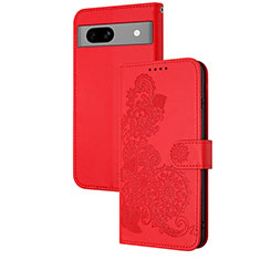 Handytasche Stand Schutzhülle Flip Leder Hülle Blumen Y01X für Google Pixel 7a 5G Rot