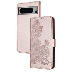 Handytasche Stand Schutzhülle Flip Leder Hülle Blumen Y01X für Google Pixel 8 5G Rosegold