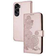 Handytasche Stand Schutzhülle Flip Leder Hülle Blumen Y01X für Huawei Honor 90 Lite 5G Rosegold