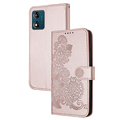 Handytasche Stand Schutzhülle Flip Leder Hülle Blumen Y01X für Motorola Moto E13 Rosegold