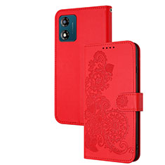 Handytasche Stand Schutzhülle Flip Leder Hülle Blumen Y01X für Motorola Moto E13 Rot