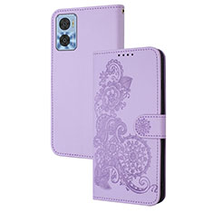 Handytasche Stand Schutzhülle Flip Leder Hülle Blumen Y01X für Motorola Moto E22 Violett