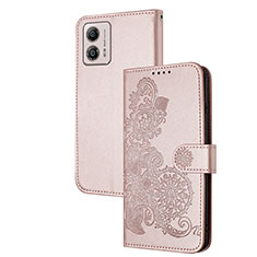 Handytasche Stand Schutzhülle Flip Leder Hülle Blumen Y01X für Motorola Moto G53 5G Rosegold