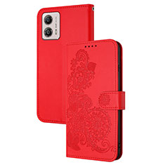 Handytasche Stand Schutzhülle Flip Leder Hülle Blumen Y01X für Motorola Moto G53 5G Rot