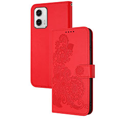 Handytasche Stand Schutzhülle Flip Leder Hülle Blumen Y01X für Motorola Moto G73 5G Rot